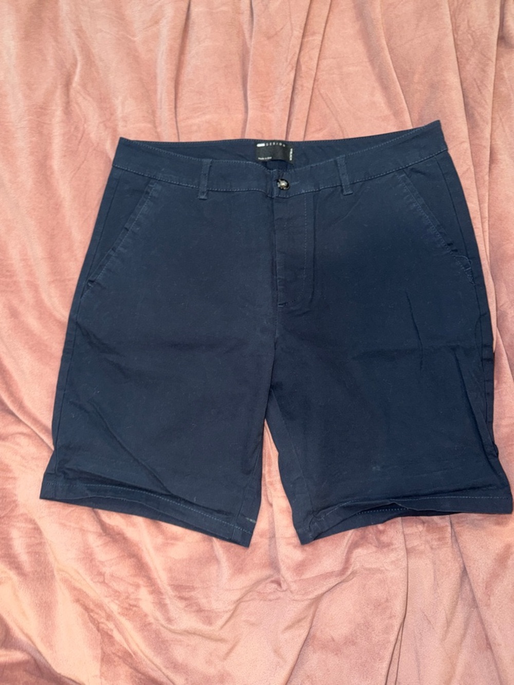 ASOS Navy Flat Front Chino Shorts